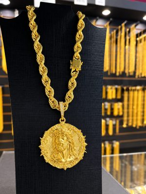 Corrente Baiano 100% Moeda Antiga com Medalha Sagrada (8mm / 12mm)
