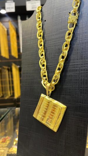 Cordão Masculino Cadeado + Pingente Bíblia Sagrada