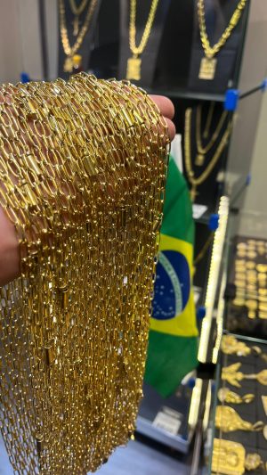 Cordão Cadeado Alongado com Tubo